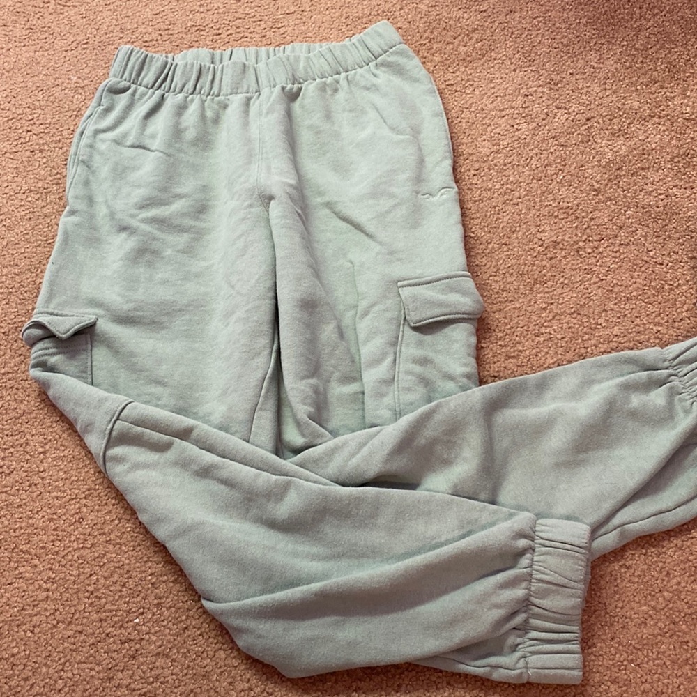 Hollister, green cargo dad joggers